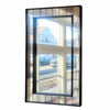 Dark Wood Wall Mirror w/ Glass Panel Border