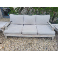 'Santa Barbara' Weathered Teak Sofa w/ Linen Cushions by RH