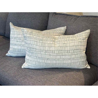 Pair of Custom Sage Over White Linen Lumbar Pillows