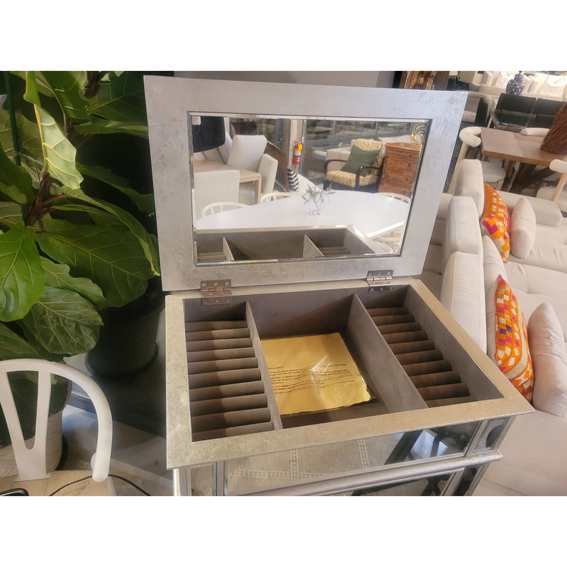 Mirrored Glass Jewelry Dresser w/ 8 Storage Compartments