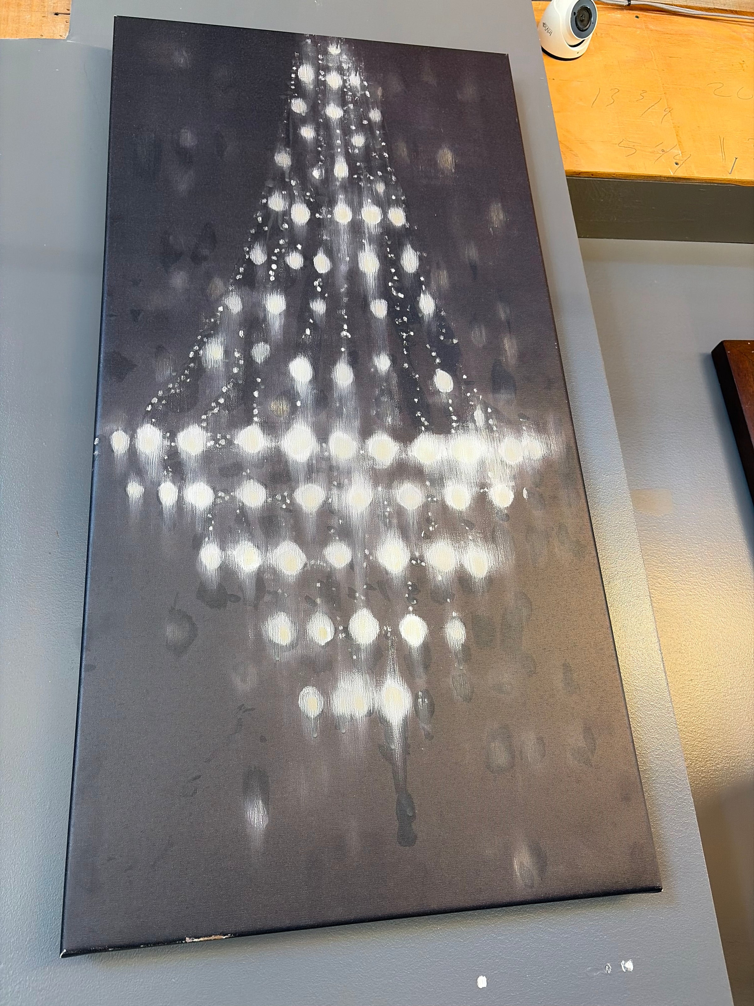 Abstract Phosphorescent Chandelier Painting on Canvas by P.L. Bradbury