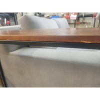 Narrow Matte Black Metal Console Table w/ Wood Top