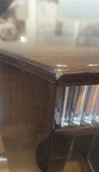 Tuile Glossy Brushed Elm Dining Table w/ Crystal Edge by Baccarat