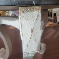 White Wood Beeline Dining Table w/ Gray Stone Top by Bunny Williams