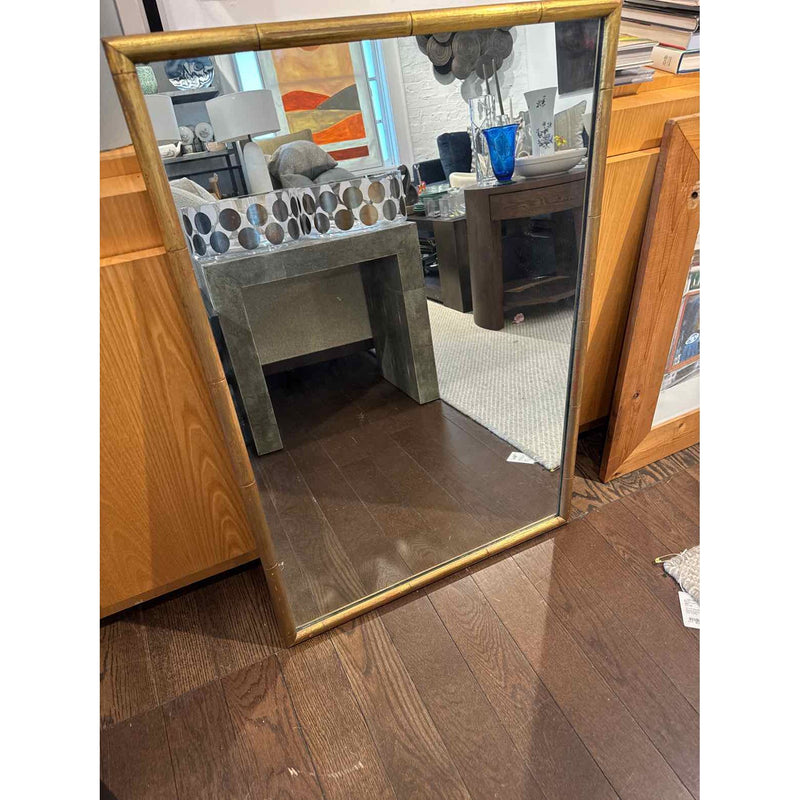Gold Leaf Bamboo Cut Wood Wall Mirror - colletteconsignment.com