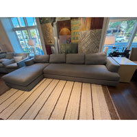 Custom Blue Perf. Linen Left Chaise Sectional (AS IS)