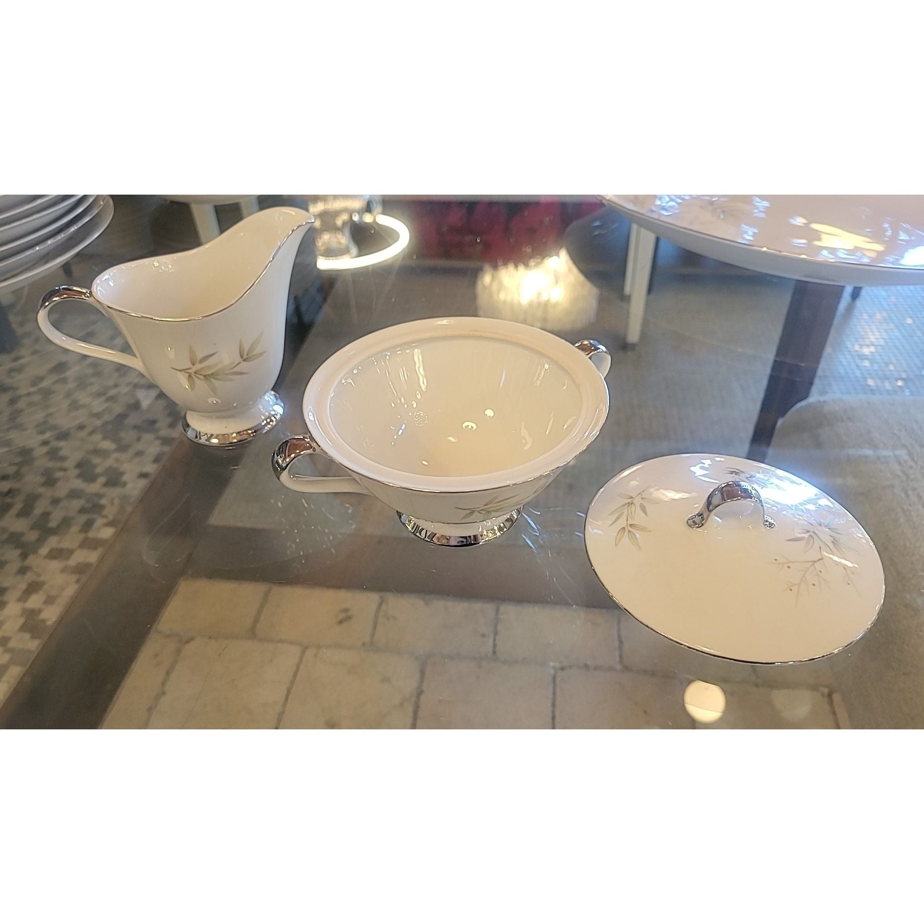 55-Pc Set of Bamboo Motif China by Arlen Ceylon Japan - AS IS