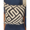 Black and White Square Velvet Pillow w/ Fretwork Design