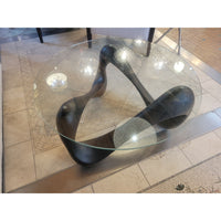 'Orion' Black Resin Coffee Table w/ Round Glass Top Attrib. to Noir