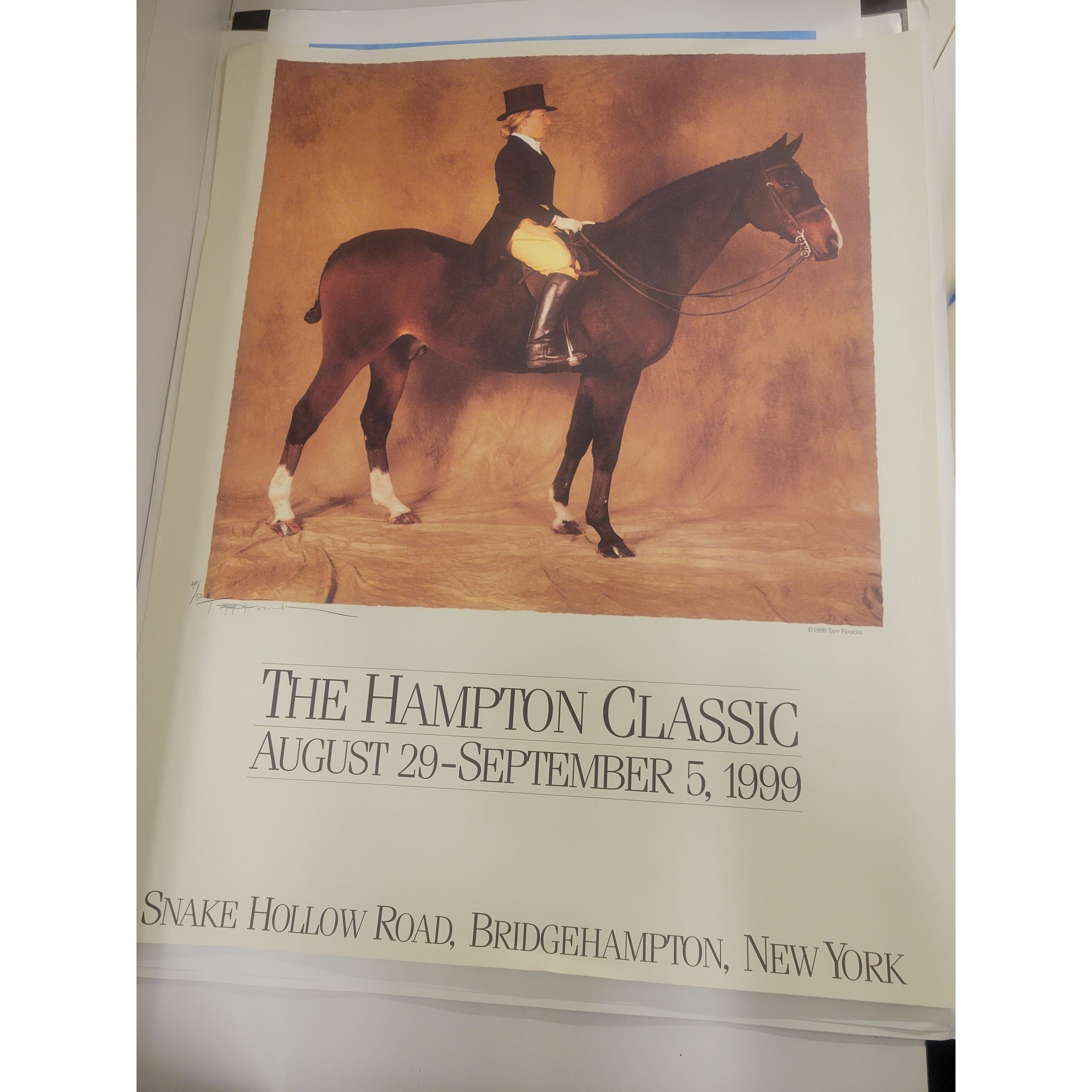 Signed 1999 Hampton Classic Horse Show Poster by Tapp Francke