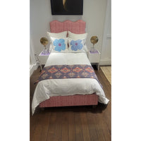 Twin-Sized Pink & Red Spotted Upholstered Bed Frame - colletteconsignment.com