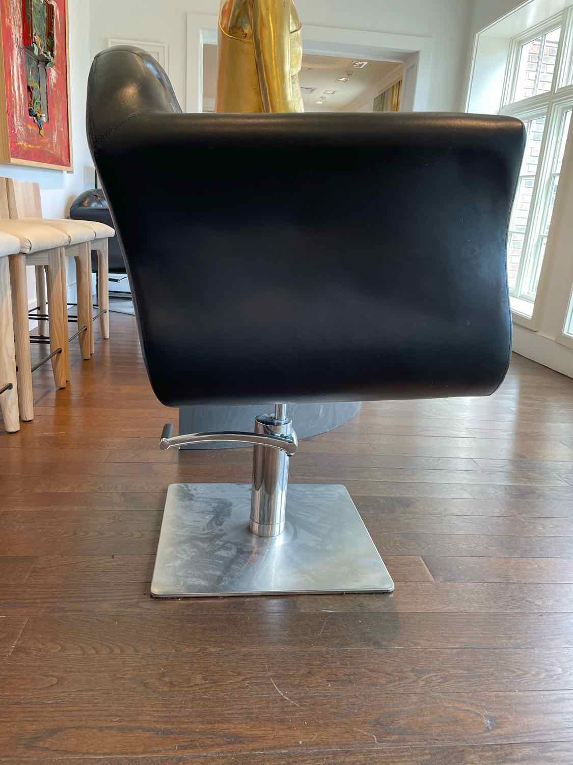 Chesterfield Leather & Nailheads Adjustable Salon Styling Chair on Metal Base