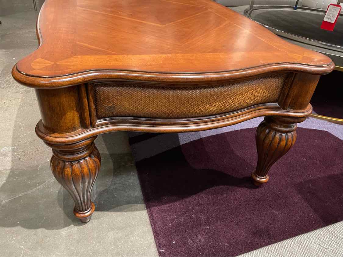 British Colonial Rectangular Raffia Coffee Table (AS IS)