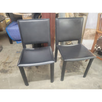 SET of 4 Leather Wrapped Steel Dining Side Chairs by Maria Yee