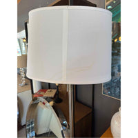Chrome & Lucite Floor Lamp w/ Off-White Shade