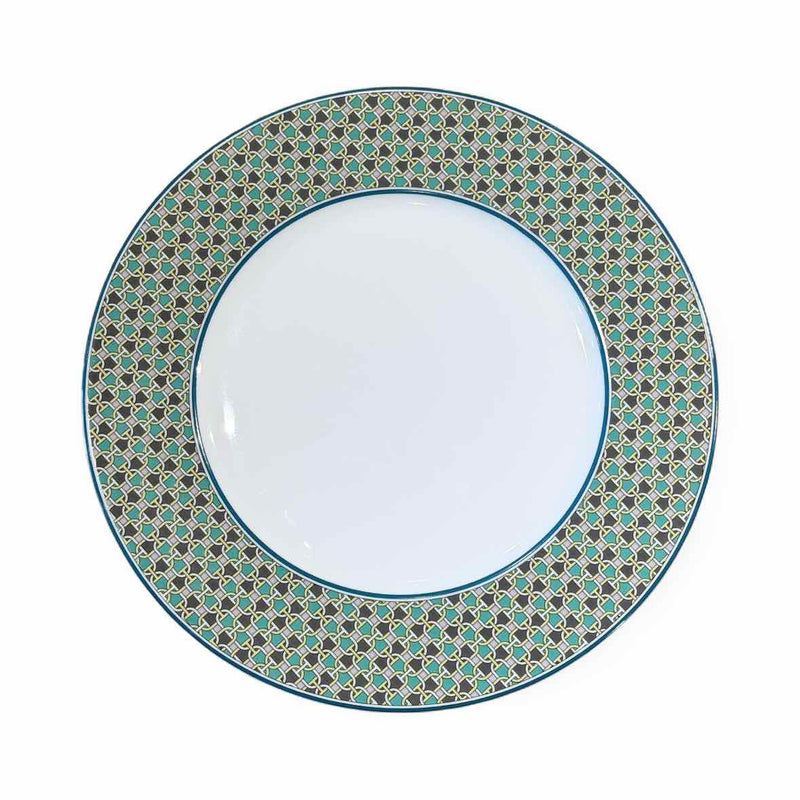 Hermes Tie Set Porcelain Dinner Plate w/ Orange Trim