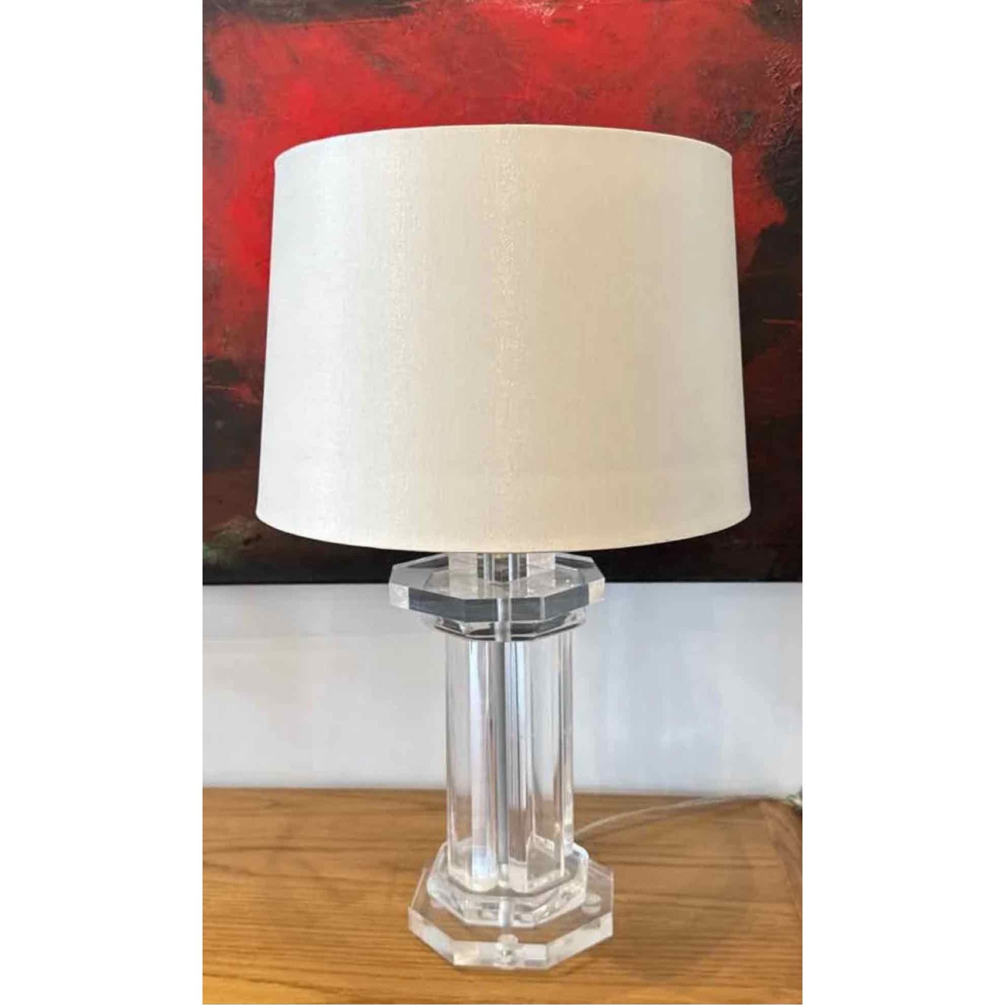 Pair of Tanner Kenzie Mid-Century Lucite Lamps with/ Lucite Finials Circa 1970's - colletteconsignment.com