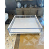 Custom Lucite / White Leather Coffee Table by Classic Gallery