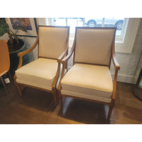 PAIR of Louis XVI Style Linen & Wood Chairs by Ballard Designs