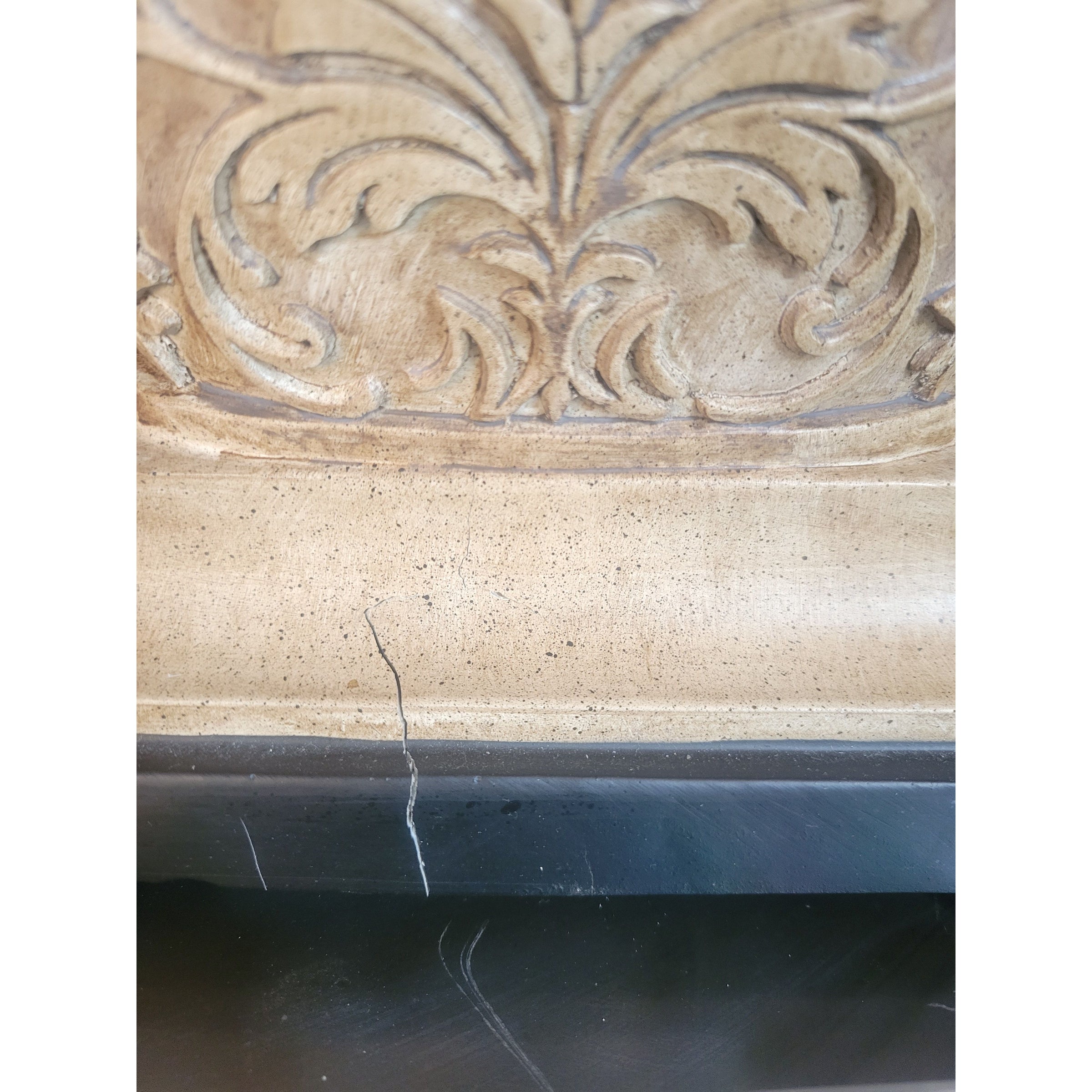 PAIR of Ornate Resin Table Lamps w/ Linen Shades (AS IS)