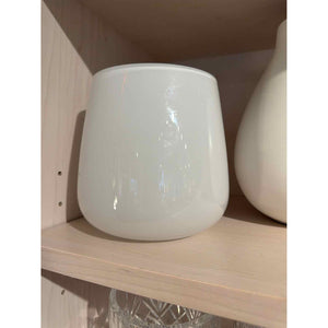 White Milk Glass Vase 6"Diam x 6"H