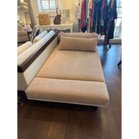 Custom "ELANA" Walnut Armless Chaise by Bright Chair Co. 79"W x 41"D x 16.5"H - colletteconsignment.com