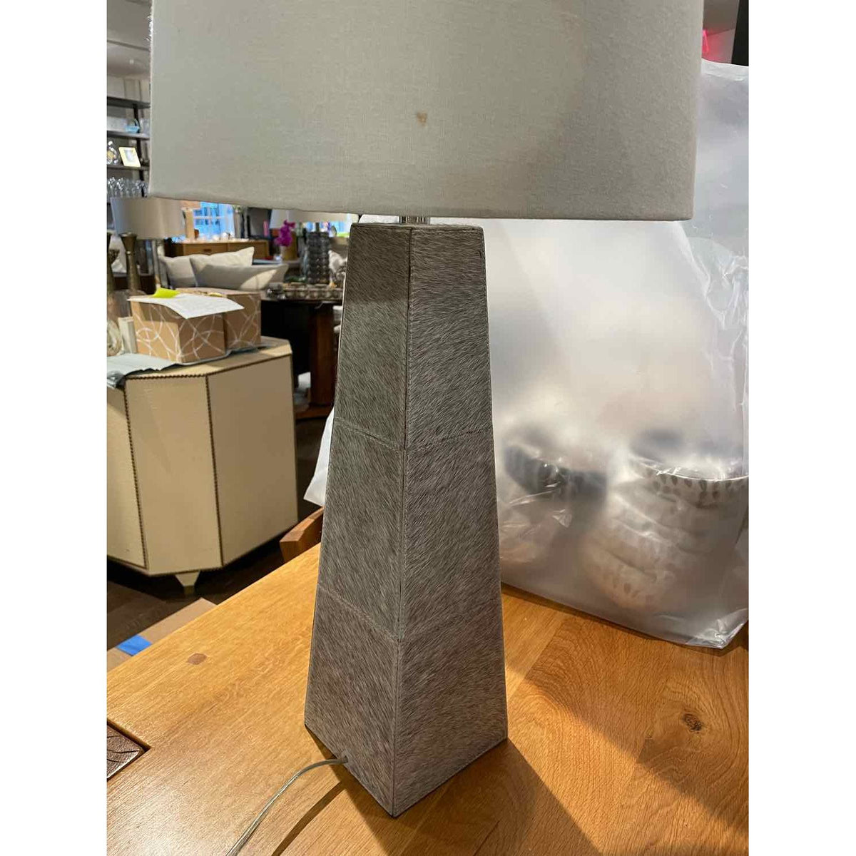 Gray Hair on Hide Table Lamp Attrib. to Made Goods