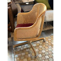 PAIR of Ash Caned Rolling Chairs by Ward Bennett for Brickel