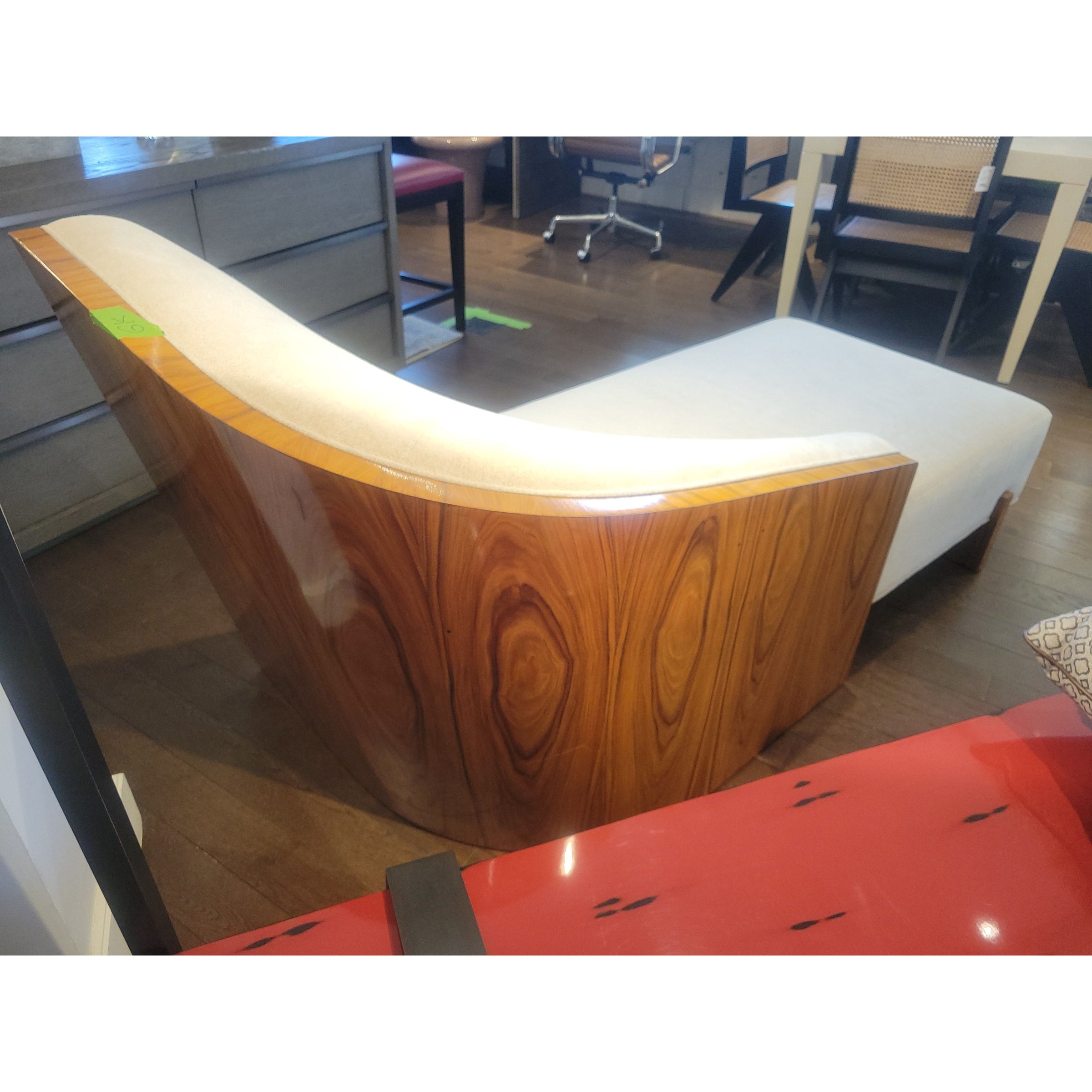 Lacquered Rosewood Chaise Lounge by Holly Hunt w/ Rogers & Goffigon Upholstery - colletteconsignment.com