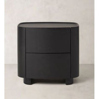 9PX2DY7R - Liana Smooth Black 2-Drawer Nightstand