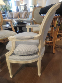 Louis XVI Style Arm Chair w/ Fermoie Fabric Attrib. to Amy Berry Home (AS IS)