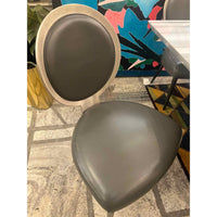 Set of 8 Dining Chairs Gray / Metal w/ Uph. and Leather