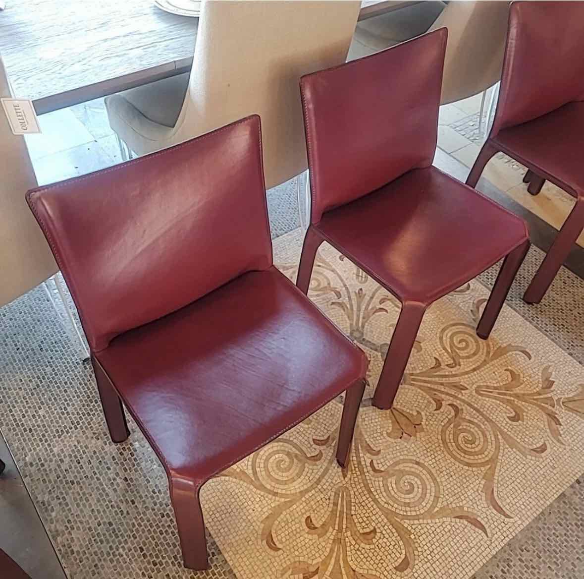 Set of 4 Vintage Mario Bellini for Cassin Cab Chair in Oxblood Leather