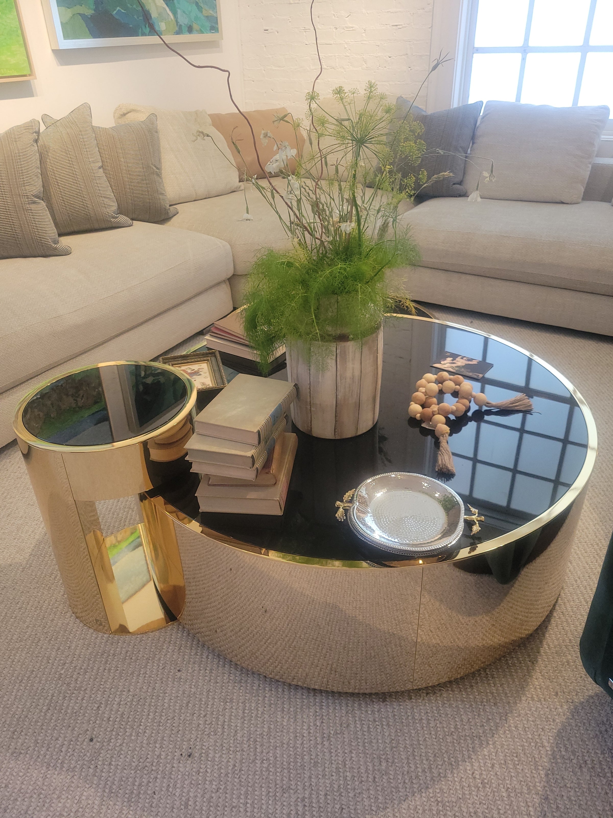 SET of 3 Constellation Coffee Tables w/ Smoked Mirror Glass Tops by Fendi Casa