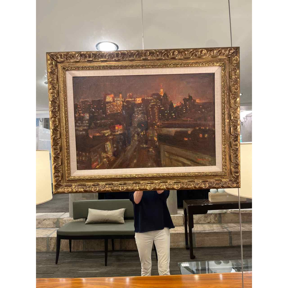 B. Lennon "New York Skyline" Oil on Canvas.