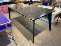 Rectangular Black Marble Top Metal Dining Table (AS IS)