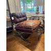 Pair of Barcelona Style Chairs in Saddle Brown Distressed Leather 30"Wx30"Dx32"H