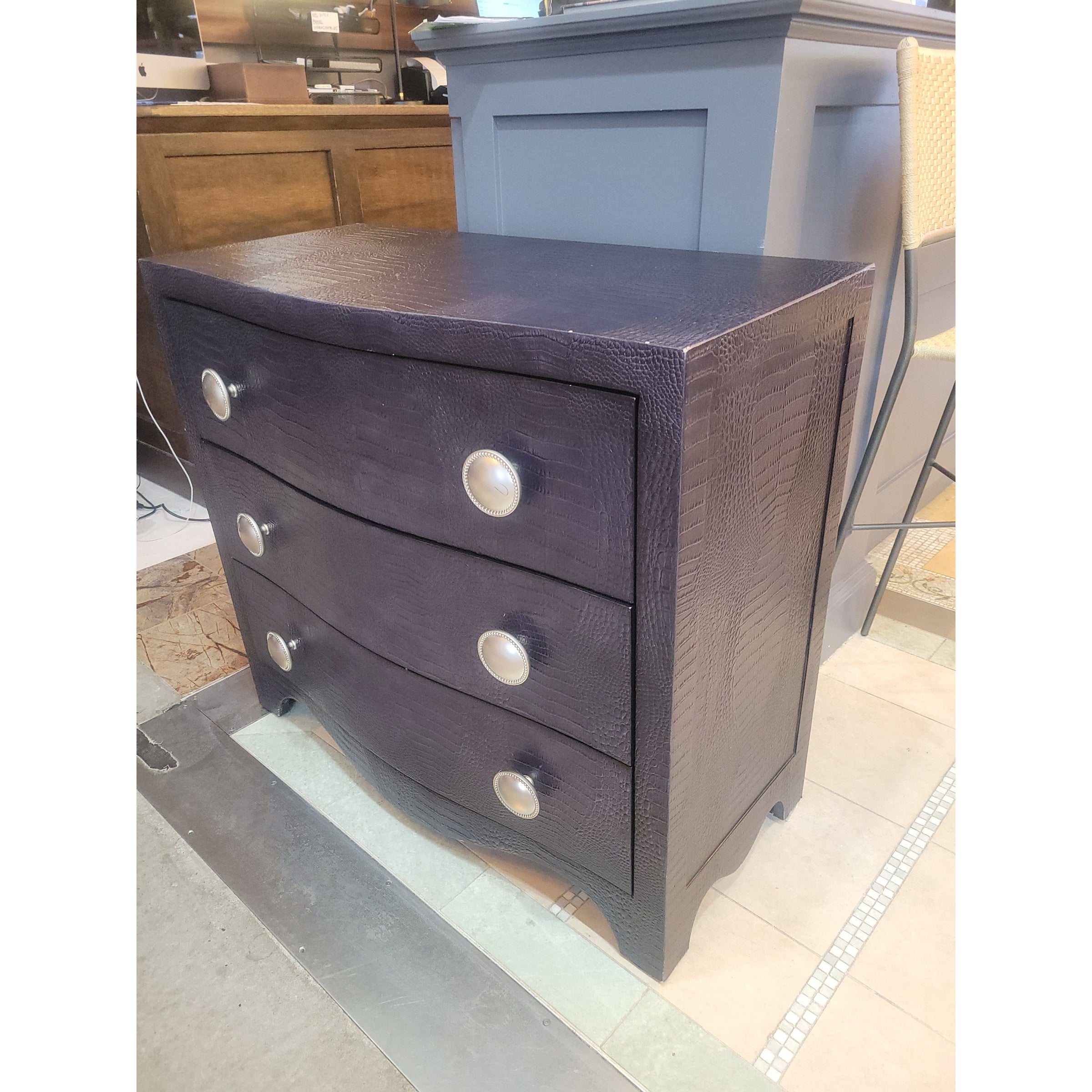 Midnight Navy Faux Croc 3-Drawer Dresser by Hooker