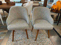 PAIR of Striped Swivel Chairs w/ Wood Legs (AS IS)