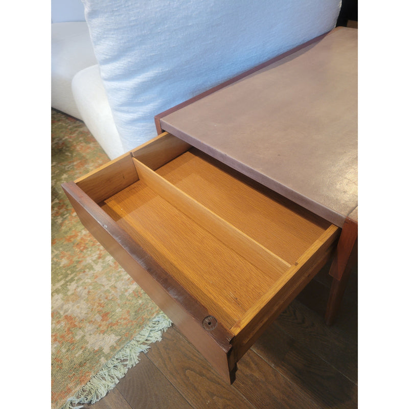 PAIR of Leather Top Wood Side Tables by Herman Miller - AS IS