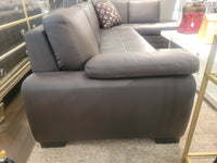 10-ft Tufted Brown Leather L Sectional