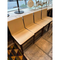 Set of 4 B&B Italia White Leather w/Black Wood Frame - colletteconsignment.com