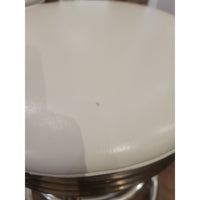 SET of 3 Mid-Century White Leather & Steel Counter Stools