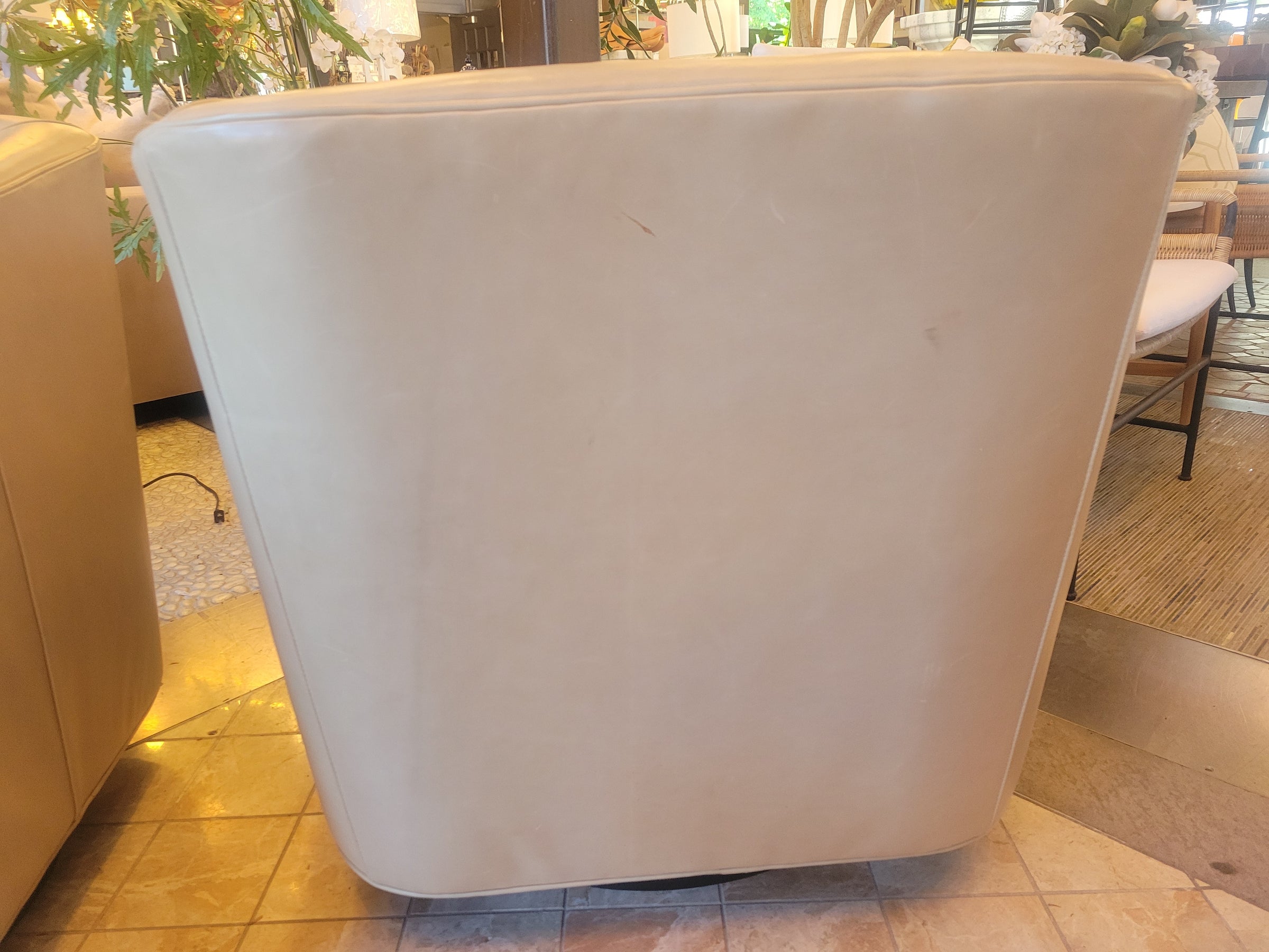PAIR of Tan Leather Swivel Lounge Chairs by MG&BW (AS IS)