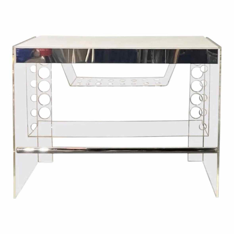 Mid-Century Illuminating Lucite & Mirrored Chrome Bar by Luigi Bardini