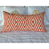 Oversized Rectangular Down-Fill Linen Pillow - Orange/White