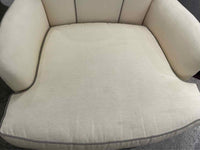 Beige Upholstered Scallop Chair w/ Gray Piping by Barbara Barry for Baker