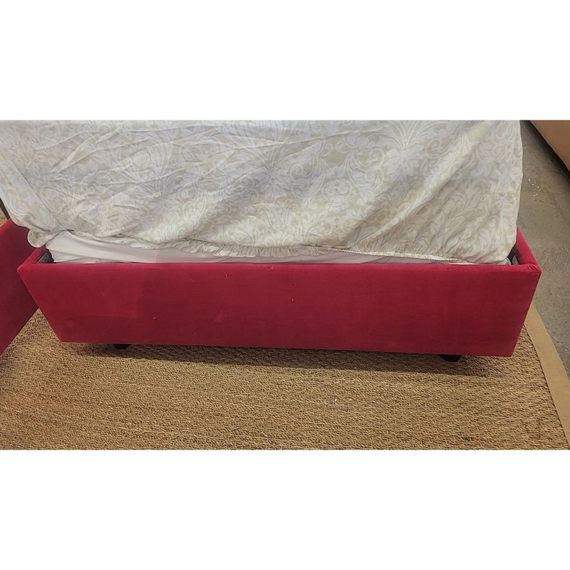 Twin-Sized Pink Velvet Bed