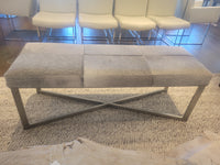 Gray Cowhide Bench w/ Brushed Metal Base Attrib. to Made Goods