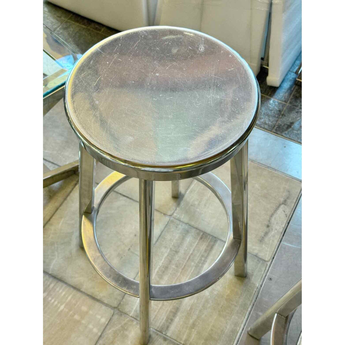 PAIR of 'Deja Vu' Polished Aluminum Stools by Magis Italy